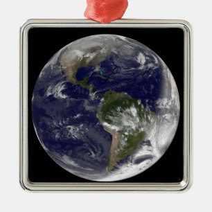 Ornamento De Metal Terra completa que mostra America do Norte e Amer