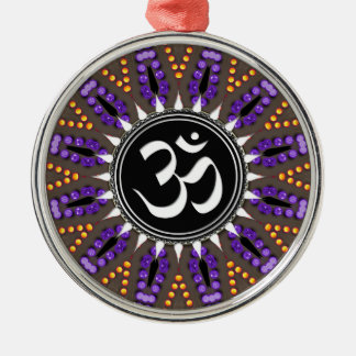 Ornamento De Metal Terra Dourada roxa OM Mandala