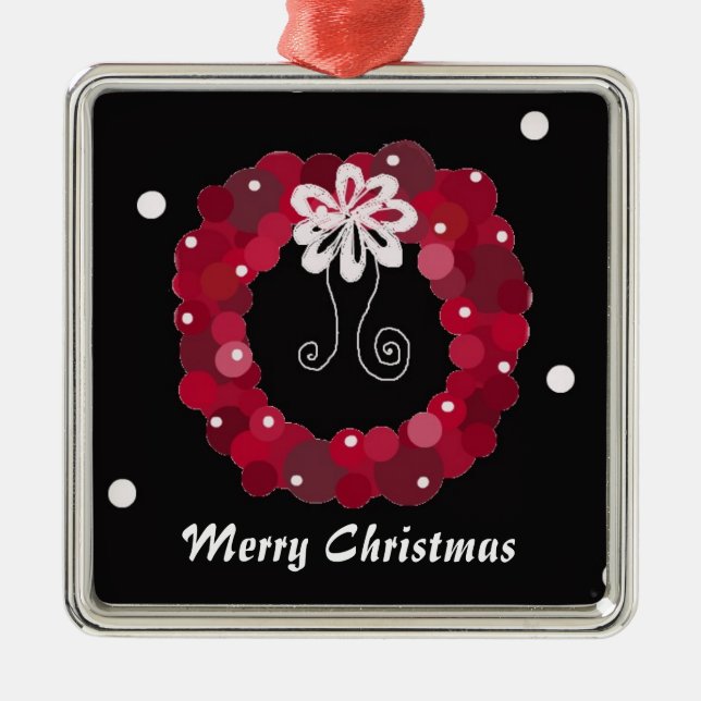 Ornamento De Metal Terra Vermelha de Natal Elegante (Frente)