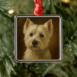 Ornamento De Metal Terrier Branco do West Highland
