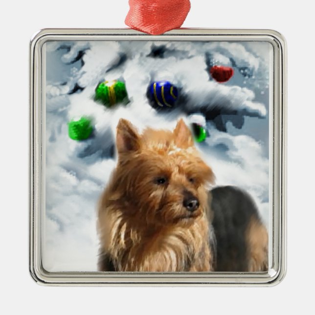 Ornamento De Metal Terrier Natal australiano (Frente)