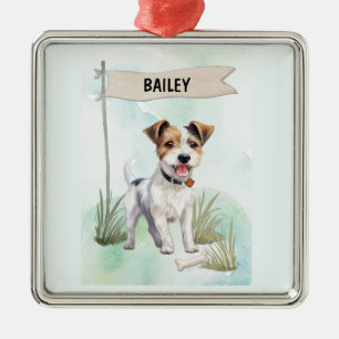 Ornamento De Metal Terrier Parson Russell Aquarela Cachorro Personali