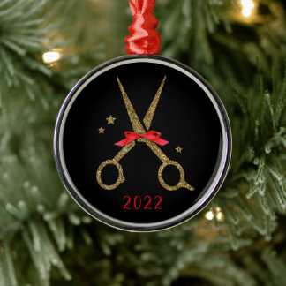 Ornamento De Metal Tesoura com brilho no ouro - Stresser do cabelo