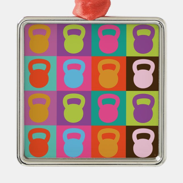 Ornamento De Metal Teste padrão de Kettlebell (Frente)