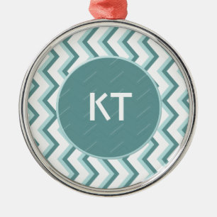 Ornamento De Metal Teste padrão de ziguezague de Chevron no verde da