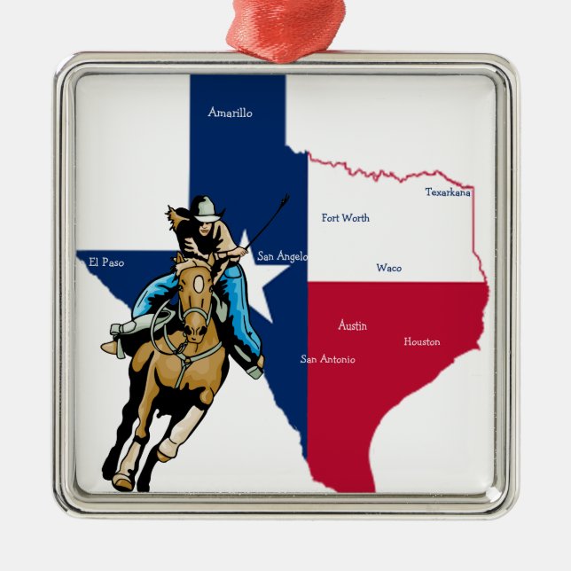 Ornamento De Metal Texas Cowgirl (Frente)