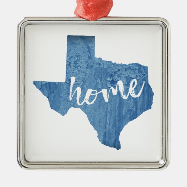 Ornamento De Metal Texas Home Wood Grain (Frente)