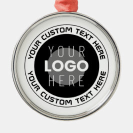 Ornamento De Metal Texto circular editável e logotipo substituível | 