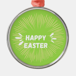 Ornamento De Metal Texto do felz pascoa em verde