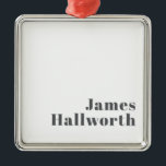 Ornamento De Metal Texto Retroativo Retroativo para na moda Editável<br><div class="desc">Texto de cinza personalizável do na moda,  edite como quiser!</div>