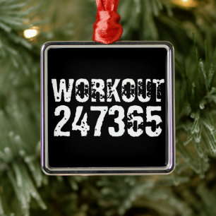 Ornamento De Metal Texto vestido e arranhado Workout 247365 branco