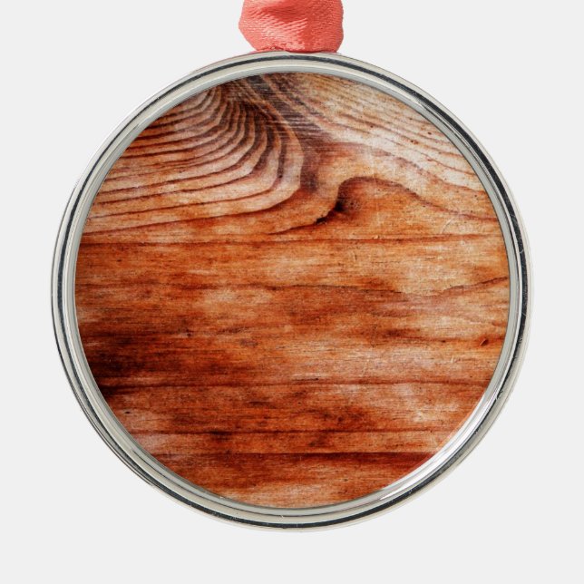 Ornamento De Metal Textura de grão de madeira (Frente)