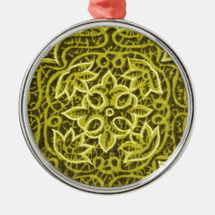 Ornamento De Metal Textura de Tecido de patch verde amarelo