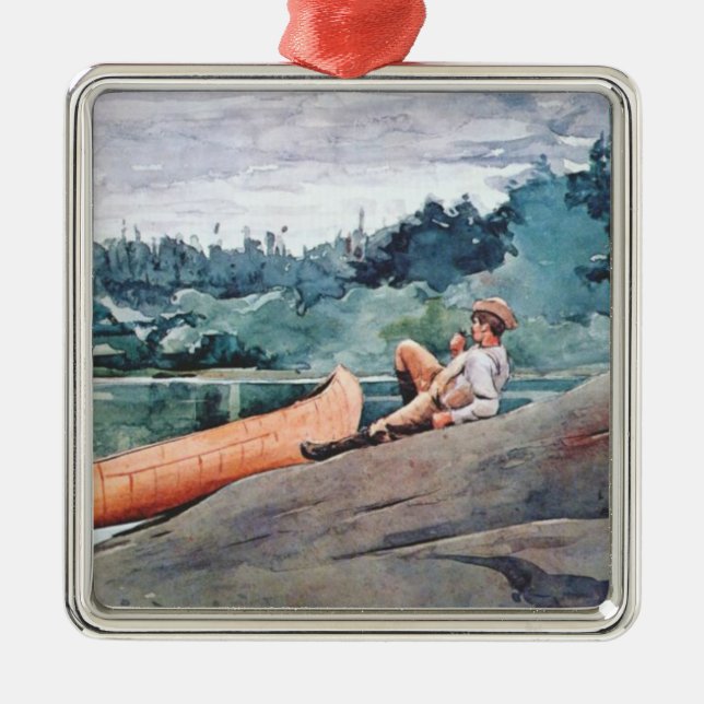 Ornamento De Metal The Wilderness Guide (por Winslow Homer) (Frente)