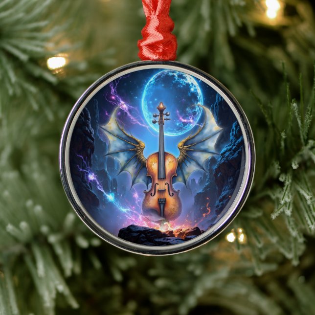Ornamento De Metal The Winged Violin of Moonlit Realms (Árvore)