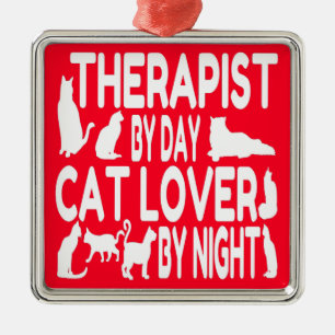 Ornamento De Metal Therapist ama gatos