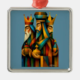 Ornamento De Metal Three Wise Men Abstract Nativity Art