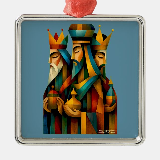 Ornamento De Metal Three Wise Men Abstract Nativity Art (Frente)