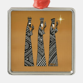 Ornamento De Metal Three Wise Men Black & White Christmas Nativity