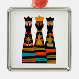 Ornamento De Metal Three Wise Men Modern Mid-Century