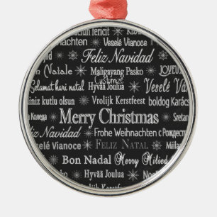 Ornamento De Metal Thunder_Cove de Natal Merry de múltiplos idiomas