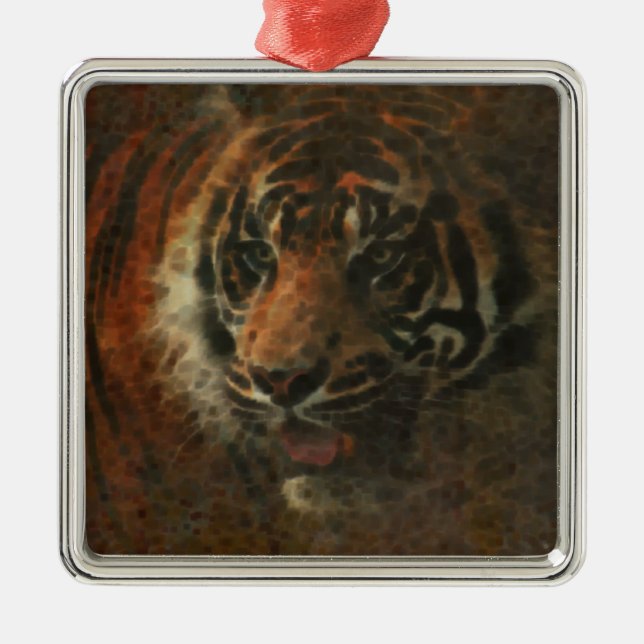 Ornamento De Metal Tiger Digital Art (Frente)