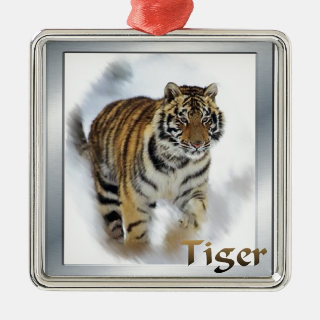 Ornamento De Metal Tiger Lovers Art (Frente)