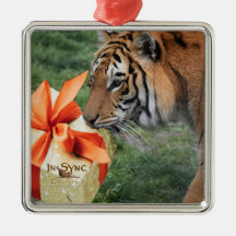Tigre com presente de Natal