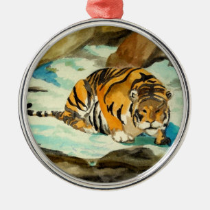 Ornamento De Metal Tigre da aguarela
