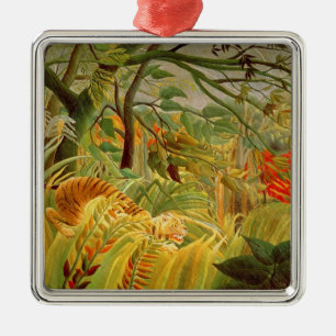 Ornamento De Metal Tigre em uma tempestade tropical 1891