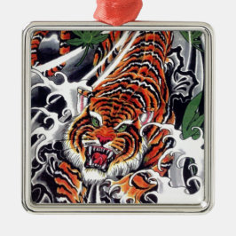 Ornamento De Metal Tigre Japonês & Design de Bordo