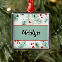 Tipografia de Natal com Folhas de Azevinho e Nome