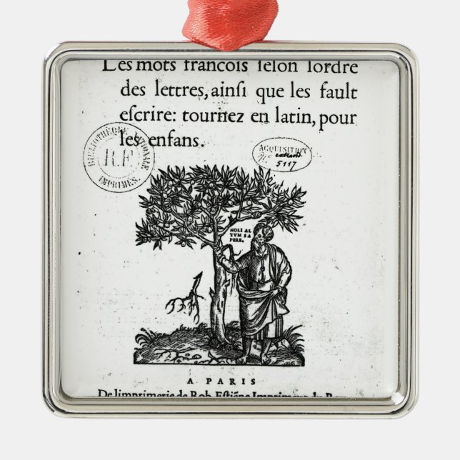 Ornamento De Metal Titlepage do primeiro dicionário Francês-Latin (Frente)