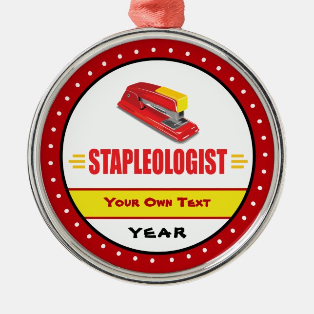 Ornamento De Metal Título engraçado do amante do grampeador (Frente)