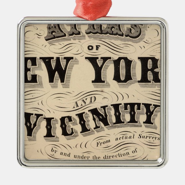 Ornamento De Metal Título Page Atlas de Nova York, vizinhança (Frente)