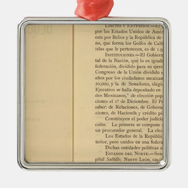 Ornamento De Metal Título Página do Atlas México 1874 (Frente)