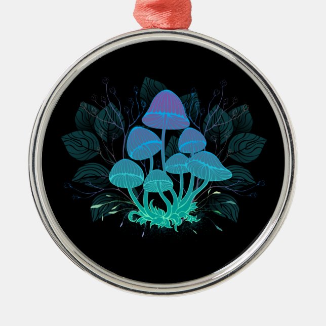 Ornamento De Metal Toadstools em arbustos (Frente)