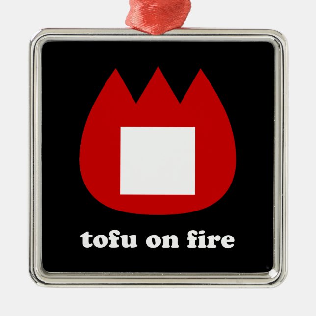 Ornamento De Metal 📛 tofu em chamas (Frente)