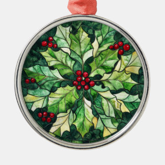 ORNAMENTO DE METAL TOM NATALES DE VIDRO MANCHADO VERDE
