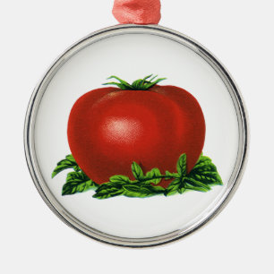Ornamento De Metal Tomate, vegetais e frutas maduros vermelhos do