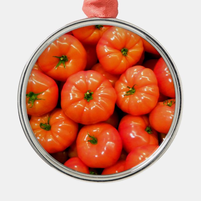 Ornamento De Metal Tomates Red Shiny Ripe (Frente)