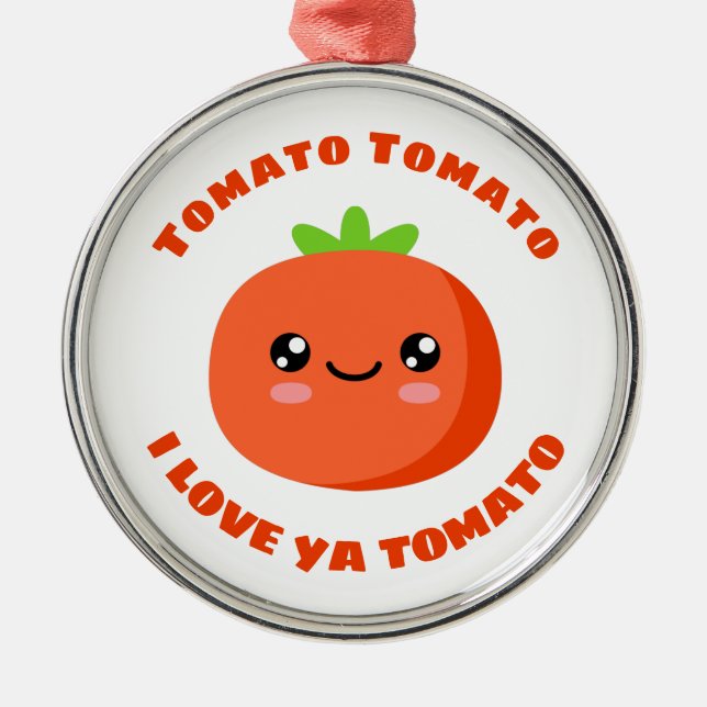 Ornamento De Metal Tomato de tomate eu te amo Tomato (Frente)