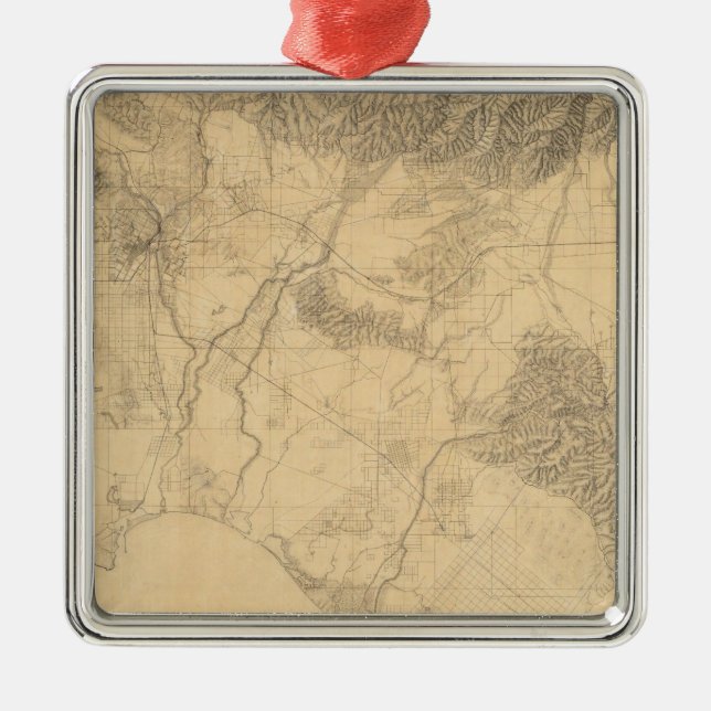 Ornamento De Metal Topografia de Los Angeles e San Bernardino (Frente)