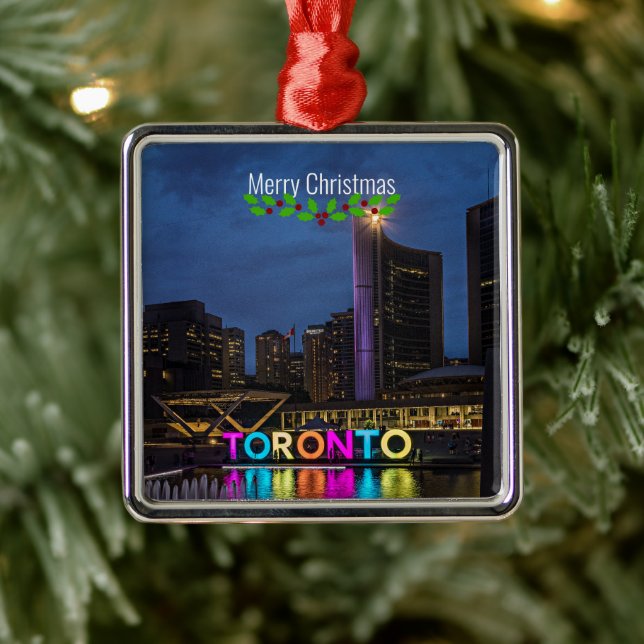 Ornamento De Metal Toronto Colorful Skyline (Árvore)