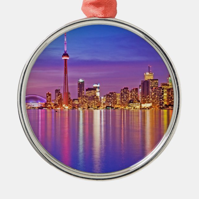 Ornamento De Metal Toronto Skyline em Dusk (Frente)