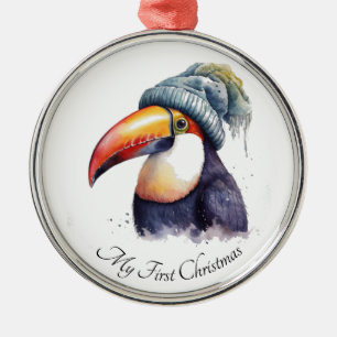 Ornamento De Metal Toucan Winter Vibes, personalizado
