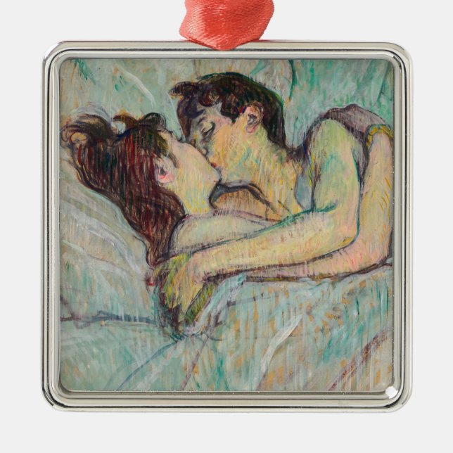 Ornamento De Metal Toulouse-Lautrec - Na Cama, O Beijo (Frente)