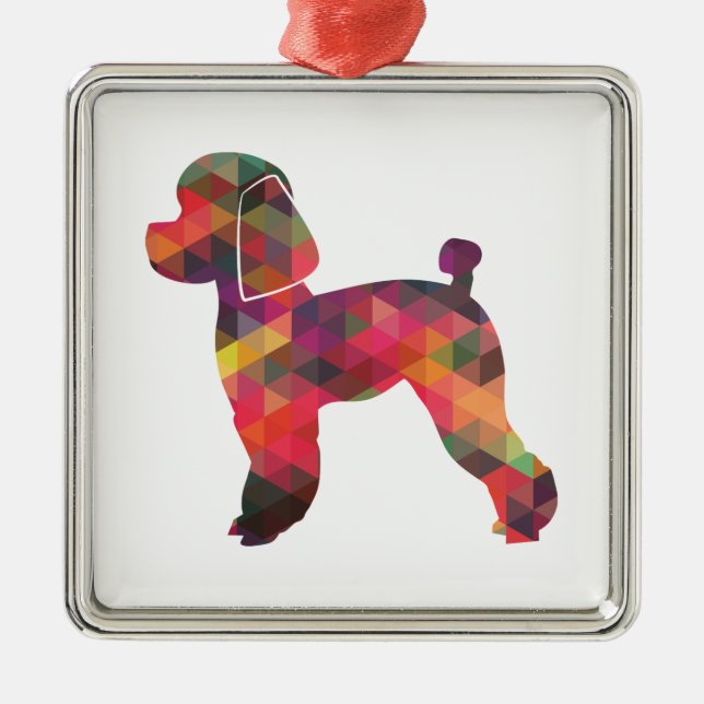 Ornamento De Metal Toy Poodle Dog Geo Silhouette (Frente)