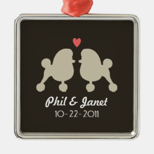 Ornamento De Metal Toy Poodle Silhouettes Love Dogs Casal Personaliza