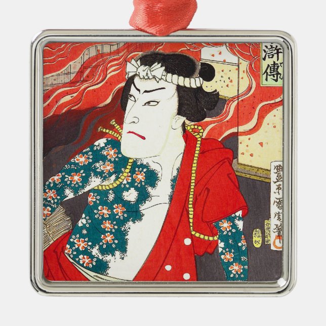 Ornamento De Metal Toyohara Kunichika: Kabuki - sapador-bombeiro (Frente)